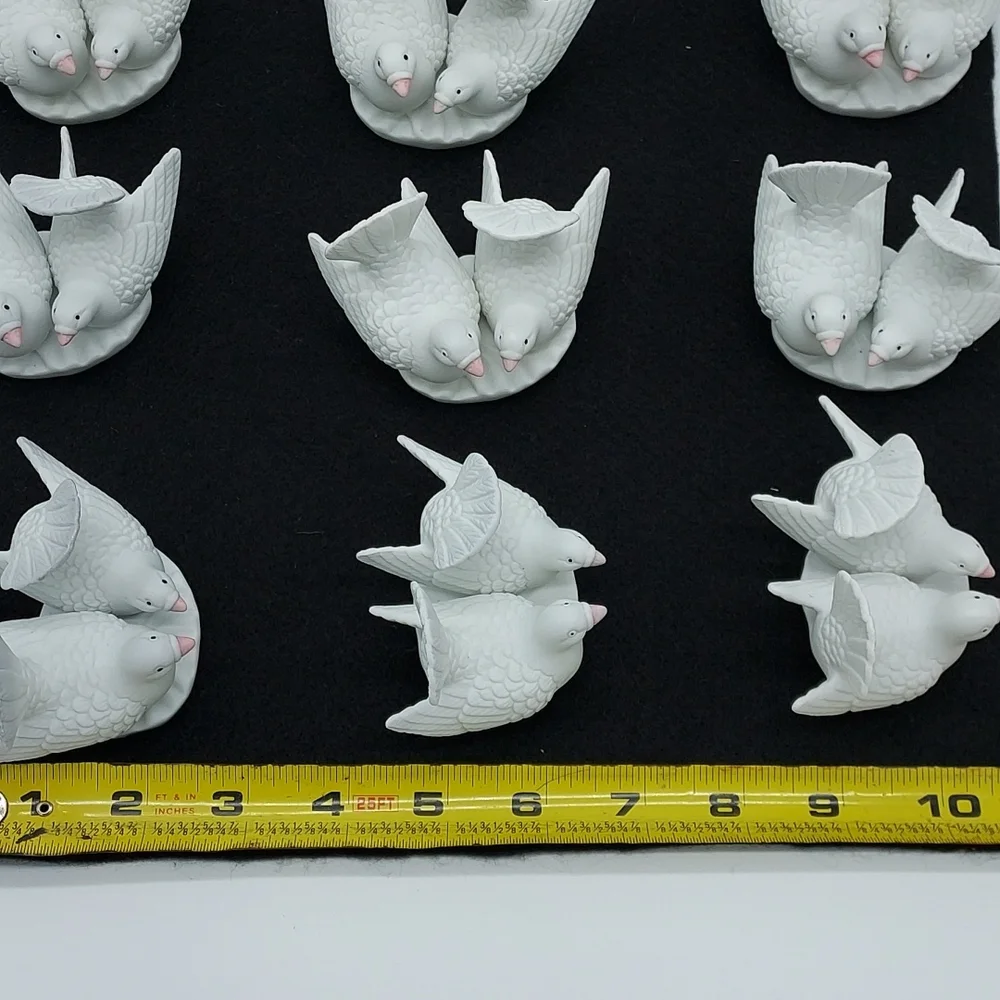 9-Piece White Ceramic Doves Cake Toppers